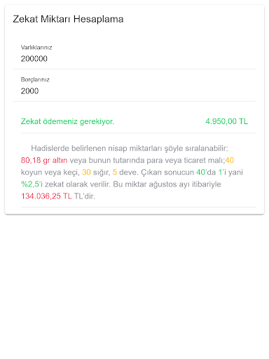 Zekat Miktarı Hesaplama Screen 2