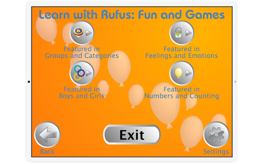 Android application Learn with Rufus: Fun & Games screenshort