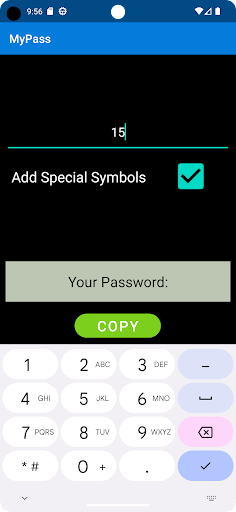 MyPass - Password Generator Screen 2