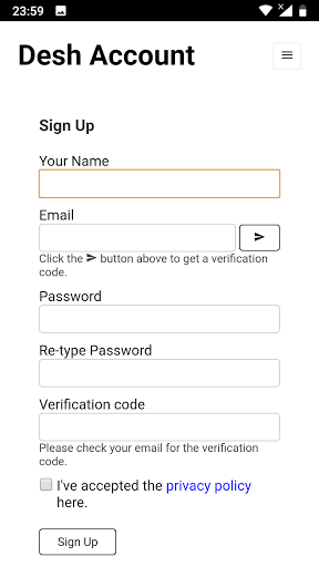Desh Account Screen 3