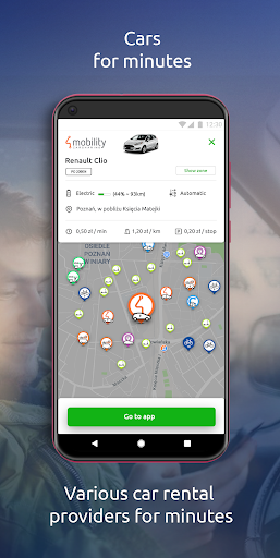 Android application take&drive - shared vehicles & screenshort