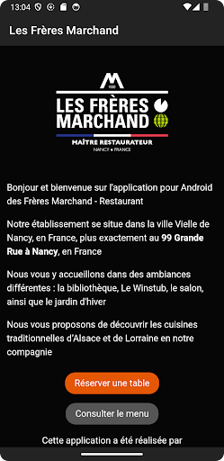 Android application Restaurant Les Frères Marchand screenshort