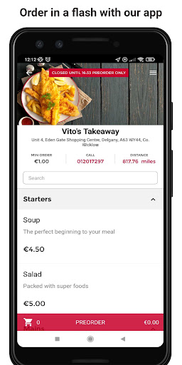 Android application Vito's Takeaway screenshort