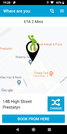 Android application Roberts Taxis Prestatyn screenshort