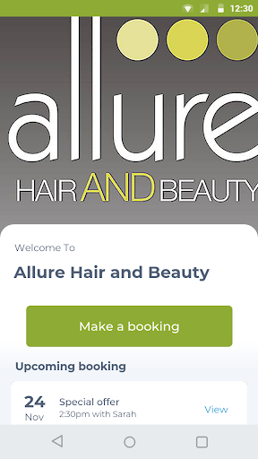 Android application Allure Hair and Beauty screenshort