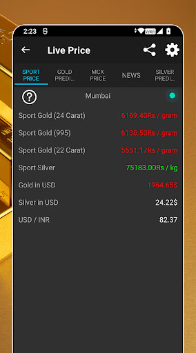 Daily Silver Gold Price India Screen 3