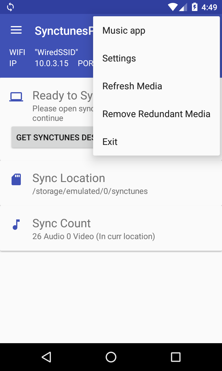 Android application Sync iTunes to android - Free screenshort