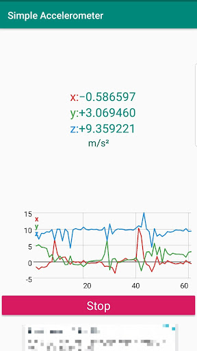 Android application Simple Accelerometer screenshort