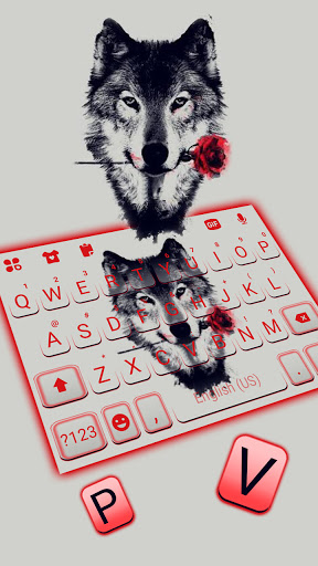 Wolf Rose Keyboard Background Screen 2
