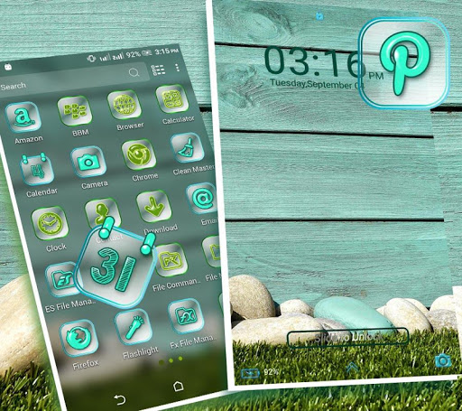 Android application Cyan Wooden Launcher Theme screenshort