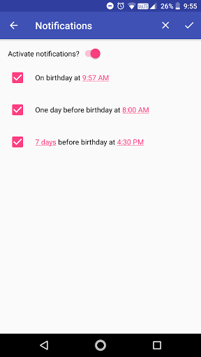 Birthdays Screen 2