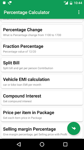 Android application Percentage calculator with GST screenshort