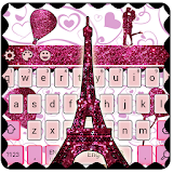 Eiffel Tower Pink Glitter Paris Keyboard Theme. icon