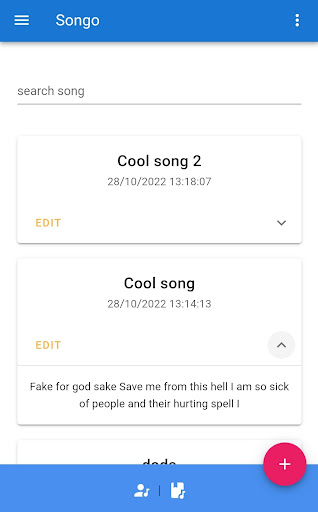 Android application Songo - song writing screenshort