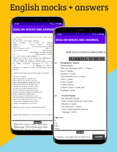 Android application English; mocks & answers screenshort