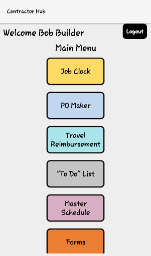 Android application Contractor Hub screenshort