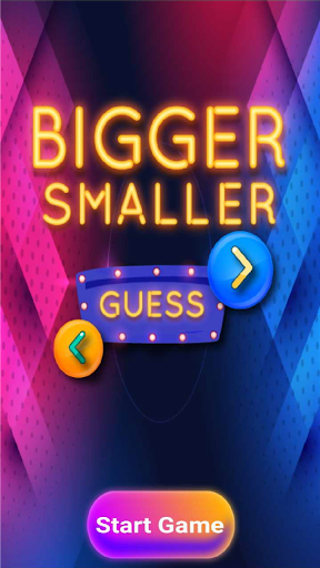 Android application Bigger Smaller Guess screenshort