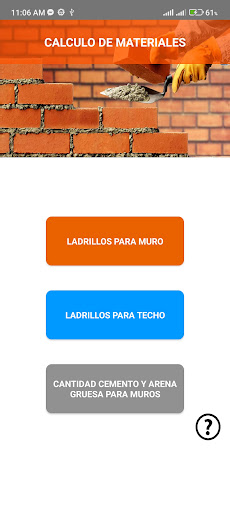 Android application Calculo de ladrillos screenshort