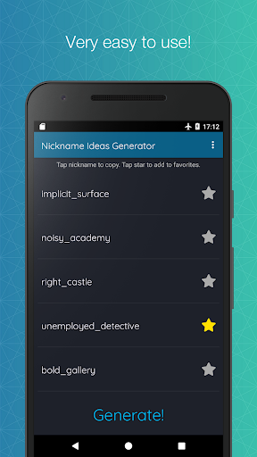 Android application Nickname Ideas Generator Funny screenshort
