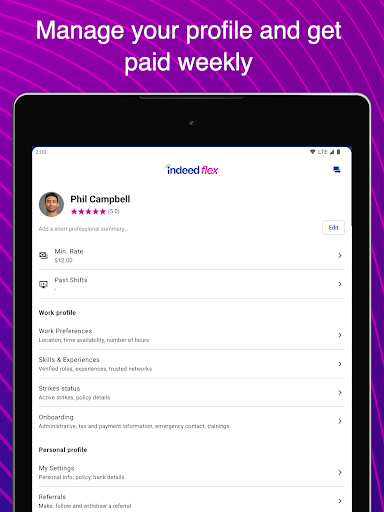 Screenshot of Indeed Flex