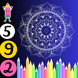Color by Number-Mandala rose