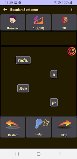 Bosnian Sentence Builder Screen 2