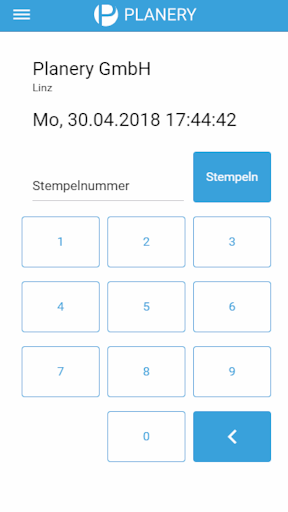 Planery - Stempeluhr Screen 2