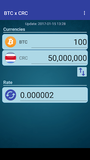 Android application Bitcoin x Costa Rican Colón screenshort