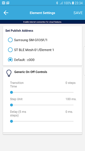 Screenshot of ST BLE Mesh