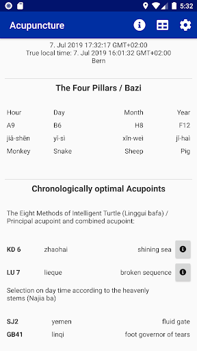 Android application Chrono-Acupuncture screenshort