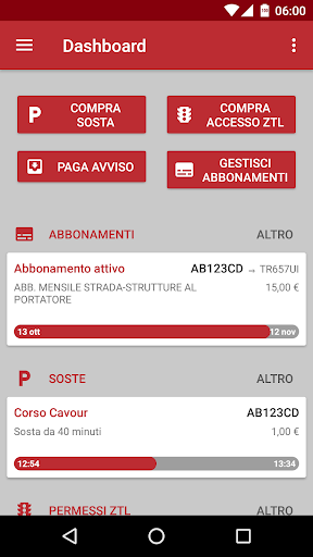 Android application ApMobilità screenshort
