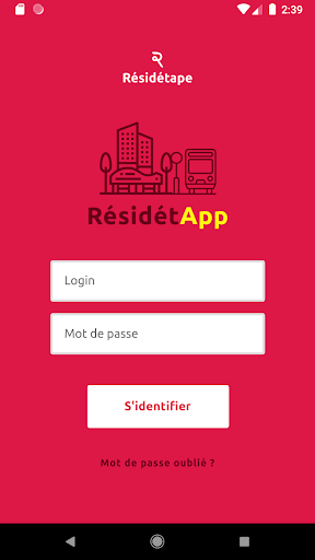 Android application RésidétApp screenshort