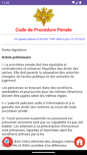 Android application Code de Procédure Pénale screenshort