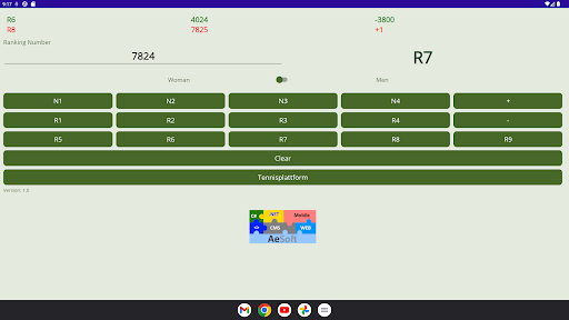 Tennis Ranking Calculator Screen 2