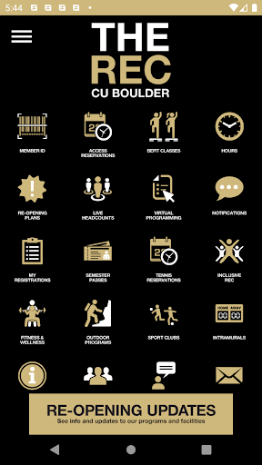 Android application CU Boulder Rec screenshort
