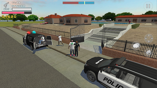 警察警察模擬器。 打群架