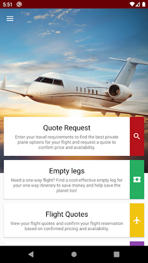 Android application Exquisite Air Charter screenshort