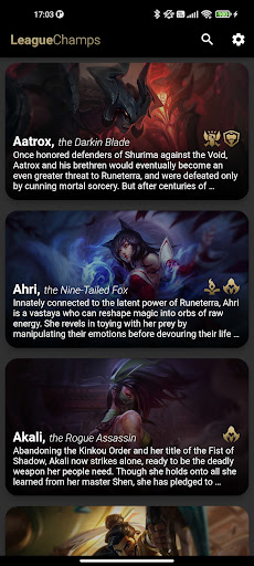 Android application LeagueChamps screenshort