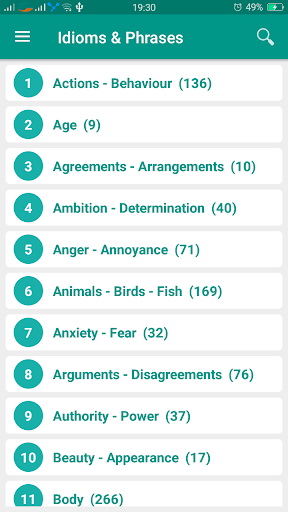 Android application English Idioms & Phrases Dict screenshort