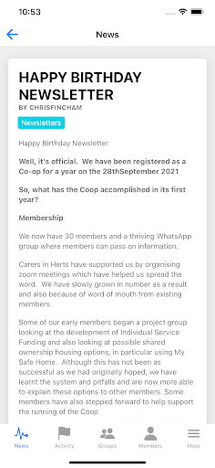 Android application Supporting Together screenshort