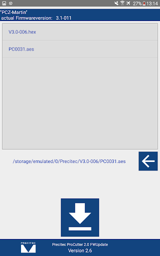 Precitec ProCutter 2.0 Firmwar Screen 2