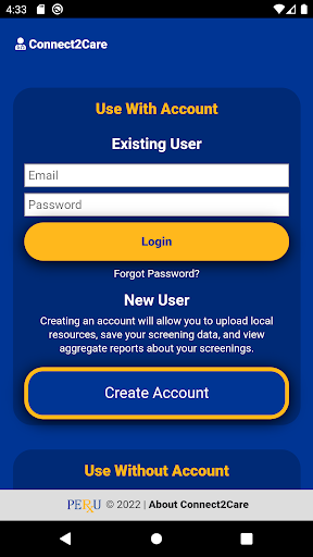 Android application Connect2Care screenshort