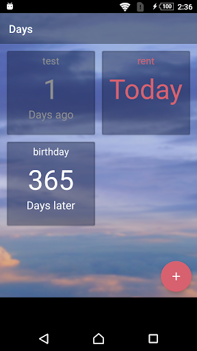 Android application Days screenshort