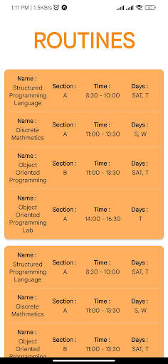 Section Selector UIU Screen 2