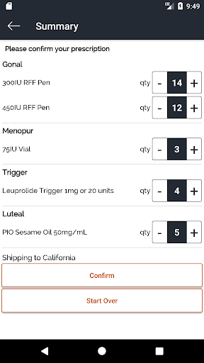 Fertility Drug Calculator Screen 2