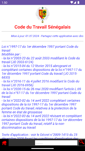 Android application Code du Travail Sénégalais screenshort