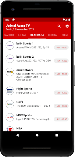 Android application Jadwal Acara TV screenshort
