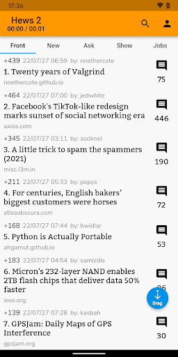 Android application Hews 2 for Hacker News screenshort