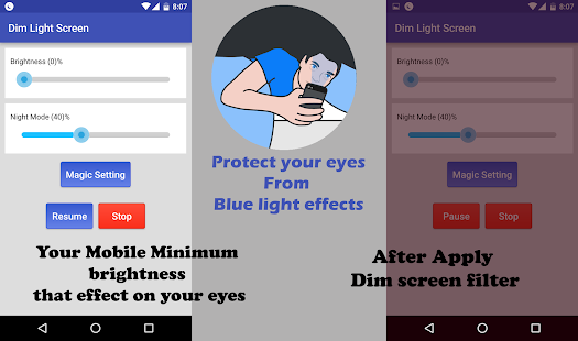 Dim Light Screen - Night Mode - Blue light filter