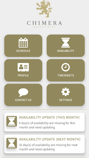 Chimera Recruitment Portal Screen 2